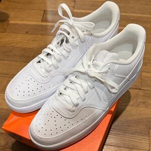 Nike White Sneakers with Black Logo